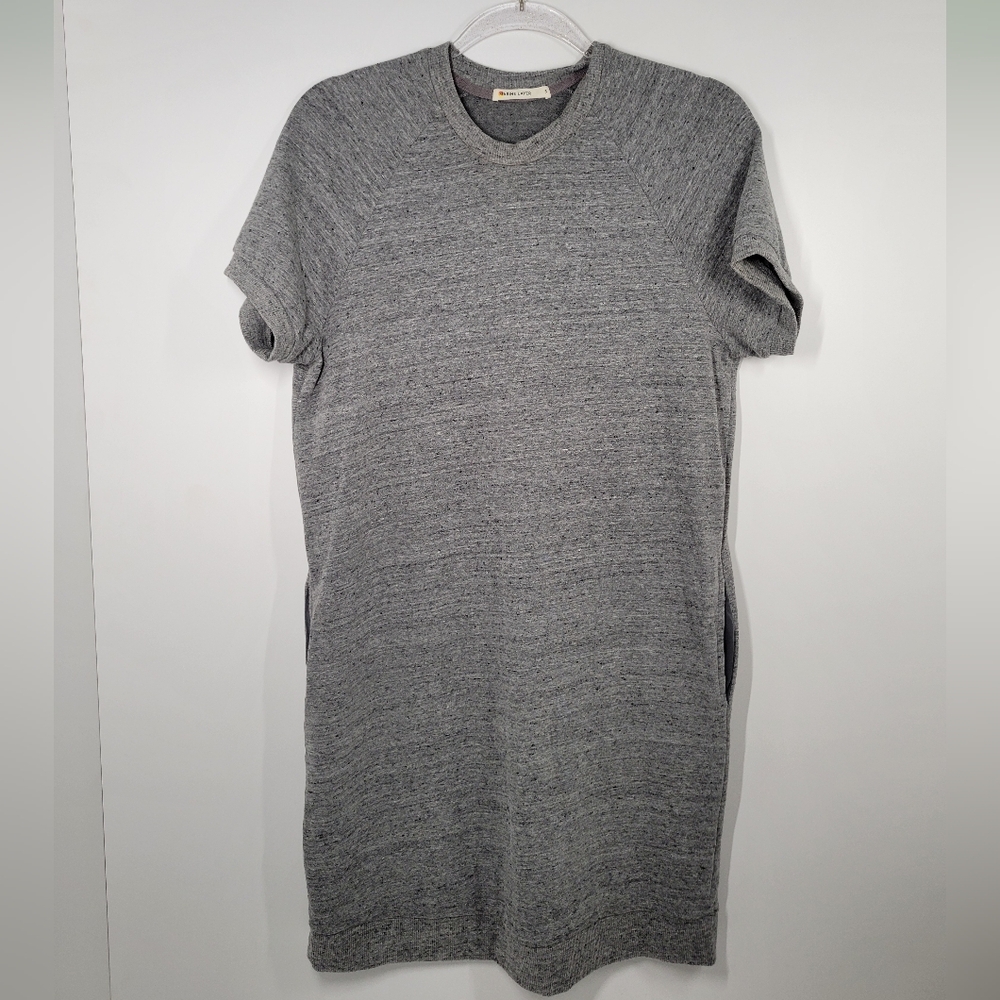 Marine Layer Gray Heathered Knit Short Sleeve Shirt Dress W/Pockets Women Size S